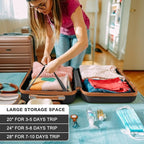 Kono 3 Piece Luggage Sets Expandable(only 28") Lightweight with Spinner Wheels TSA Lock Hardside Travel Rolling Suitcases 20in 24in 28in Carry on Black