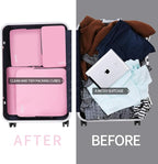 BAGAIL 4 Set/6 Set/8 Set Compression Packing Cubes Travel Accessories Expandable Packing Organizers (Cloth Pattern, 4-Pink)