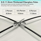 WhiteFang Beach Tent Anti-UV Portable Sun Shade Shelter for 3/4/6/8 Person, Extendable Floor with 3 Ventilating Mesh Windows Plus Carrying Bag, Stakes and Guy Lines