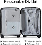 Hanke 24 Inch Expandable Checked Luggage Lightweight PC Hard Shell luggage Suitcases with Wheels Travel Luggage Rolling Large Suitcase Travel Luggage Bag for Go To University.(Jet Black)