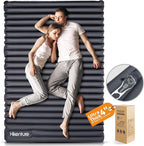 Hikenture Double Sleeping Pad for Camping, 4" Extra-Thick Camping Mattress 2 Person, Inflatable & Ultralight Sleeping Mat for Backpacking, Hiking (Grey Foot Pump, Full XL)