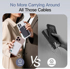 2025 Updated M3 Ultra Slim 0.4'' Wireless Power Bank, 12800mAh Magnetic Portable Charger with Built in Cable and Strap, LED Battery Pack Travel Essentials for iPhone 16/15/14/13/12/Pro/Pro Max Andriod