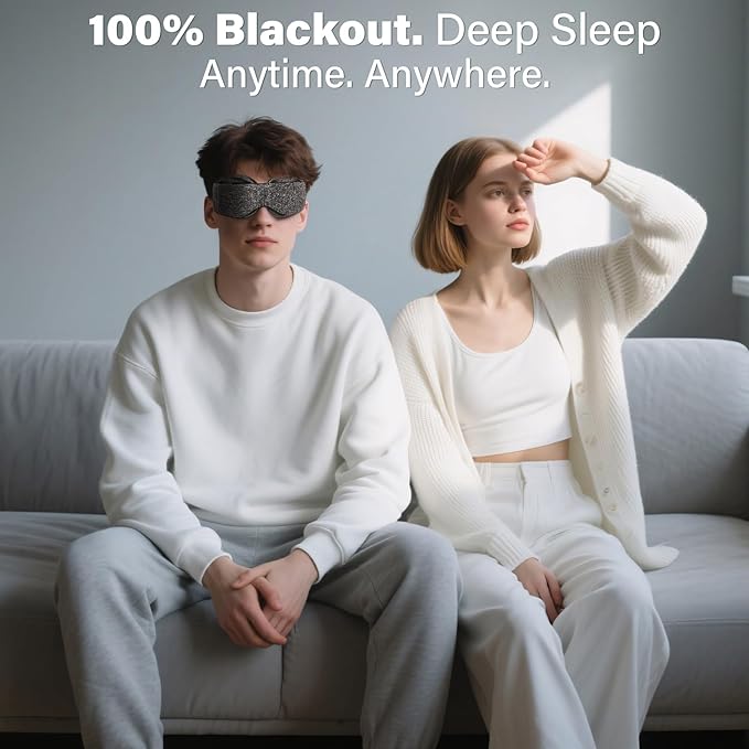 Sleep Mask for Dry Eyes – 100% Blackout Eye Mask & Moisture Goggles – Adjustable Hydrating Sleeping Mask for Men & Women, Soft & Comfortable – Great for Travel & Shift Work, Gray
