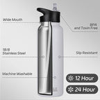 HASLE OUTFITTERS 40oz Stainless Steel Water Bottle, Vacuum Insulated Double Walled Leak Proof Sports Water Bottle with 2 Lids (Straw and Spout Lid) Thermo Mug Keep Cold and Hot(White,4)