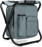 Folding Camping with Cooler Heavy Duty 350lbs for Adults, Portable Backpack Cooler Chair for Hunting, Gray