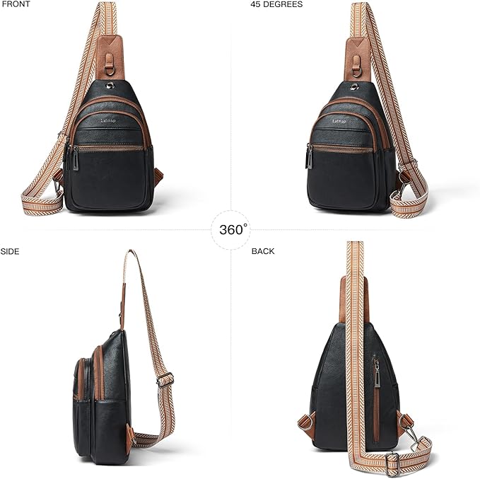 7L Sling Bag For Women Faux Leather Anti Theft Small Casual Daypack Backpack Fanny Pack Crossbody Chest Bags Purse Waterproof