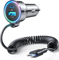 72W Car Charger USB C for iPhone 17/16, 36W Super Fast Charging Type C Coiled Cable for iPhone 17/16 Pro Max Plus/Samsung S25/S24/S23/Pixel 10 Car Phone Charger Adapter for Pixel/Android, iPad Pro