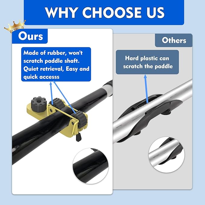 1006 2 PCS Adjustable Kayak Paddle Holder Track Mount Fits Various Shaft Diameters –Universal Rail Mount for Paddle, Fishing Rod, Net – Kayak Accessories for Fishing & Touring