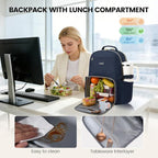 LOVEVOOK Lunch Backpack with Lunch Compartment,17 Inch Laptop Work Travel Insulated Cooler Backpack Purse, Waterproof College Teacher Lunch Bag Box with Tumbler Holder,Gifts for Men Women,Dark blue