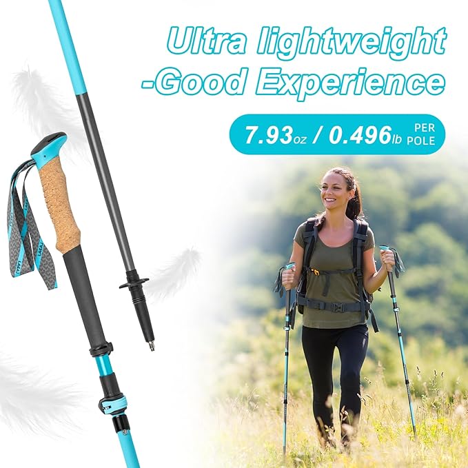 Trekking Poles, Collapsible Hiking Poles,Lightweight and Compact Walking Sticks with Adjustable Height for Men and Women