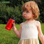 koodee Small 12 oz Stainless Steel Vacuum Insulated Wide Mouth Water Bottle with Leakproof Spout Lid (Canyon Red)