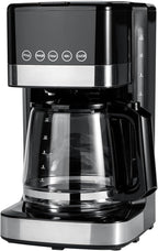 Amazon Basics Programmable 12 Cup Drip Coffee Maker, Coffee Machine with Glass Coffee Pot (1.9 Qt), Auto Shut-off, Touch Screen, Auto Pause, Removable Filter Basket, Black & Silver