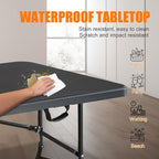 6 FT Folding Table with Carry Handle, Portable Fold-in-Half Plastic Table, Rectangle Foldable Table for Indoor/Outdoor Black