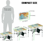 Small Folding Camping Table, 2ft Portable Picnic Table Aluminum 24" x 16" Folding Table, 3 Adjustable Heights Portable Lightweight Table Dining Table for RV, Picnic, Beach (Sunflower)