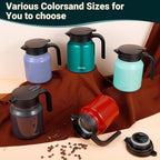 34Oz Thermal Coffee Carafe for Hot/Cold, Stainless Steel Thermos Carafes for Hot Liquids, Dustproof Insulated Hot Water Carafe for Party/Home,Agave Teal