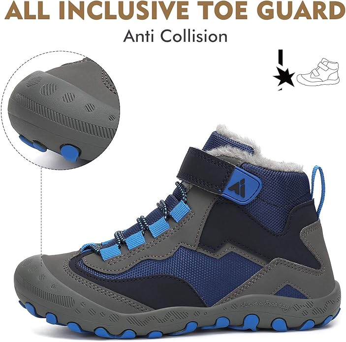 Mishansha Kids Hiking Boots Toddler Girls Boys Hiking Shoes Water-Resistant Anti-Collision Non-Slip Athletic Outdoor Trekking Boots