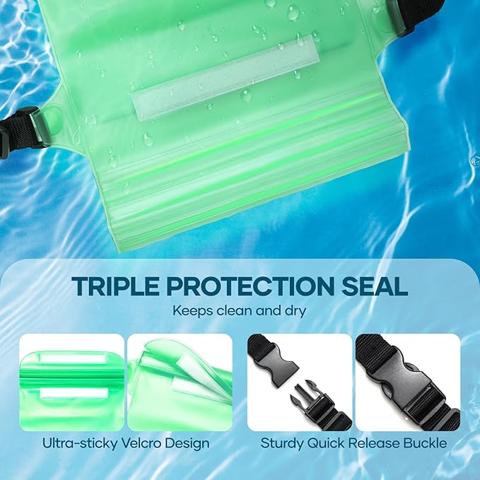 Waterproof Bag for Beach, Waterproof Pouch for Phone Passport Purse, Fanny Packs for Women, Floating Dry Bags for Cruise Ship Travel Water Park Surfing Boating Fishing Kayaking Pool Accessories