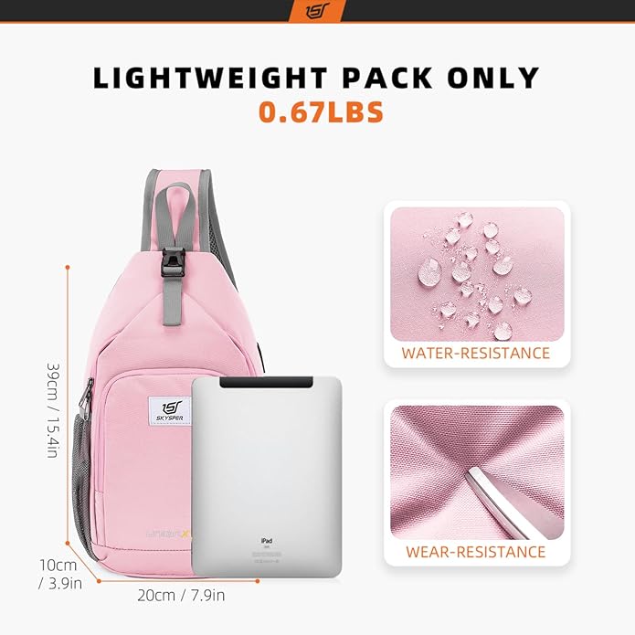 SKYSPER Sling Bag RFID Crossbody Sling Backpack Cross Body Shoulder Bag Travel Hiking Daypack for Women Men