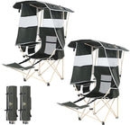 Nice C Chair with Canopy, Umbrella Chairs, Chair with Shades, Sports Chairs, w/Removable Footrest, Cooler Bag, Cup Holder for Camping, Fishing, Sports, Beach (2-P Green)