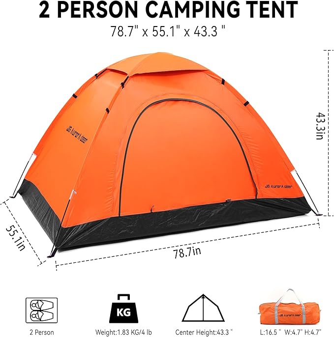 Camping Tent 2 Person Tents for Camping Windproof Tents for Camping Hiking Backpacking Traveling 2 Person Tents for Camping Portable Tent with Carry Bag