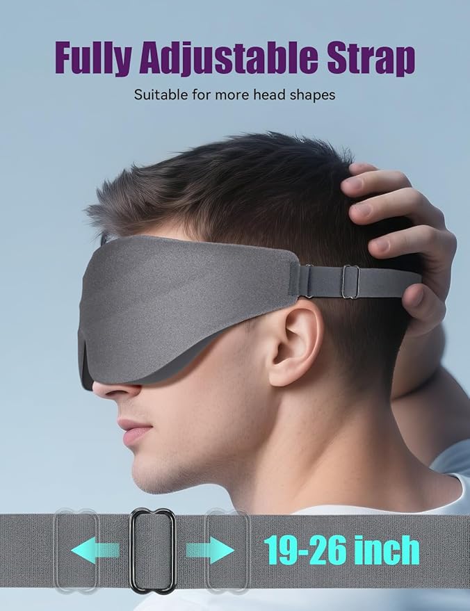 Sleep Eye Mask for Men Women, EVA BELLE Light Blocking Sleeping Mask for Side Sleeper, 3D Contoured Cup Night Blindfold, Lash Extensions 3D Sleeping Mask with Adjustable Strap for Travel, Night & Nap