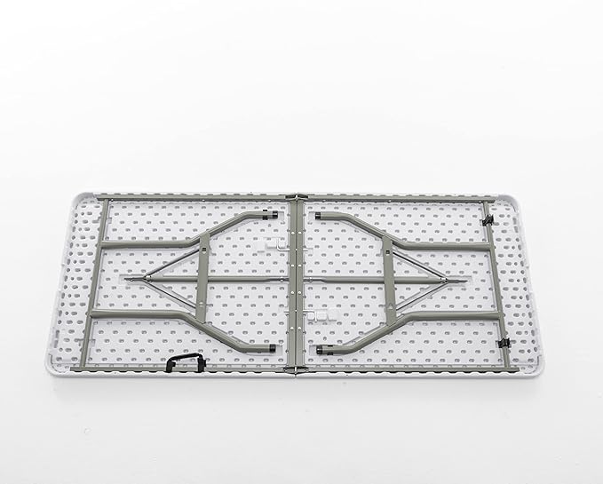 BTEXPERT Set of 5, Fold-in-Half Folding Table 6 Feet 72"x 29.5" Lightweight Portable Carrying Handle Indoor Outdoor Picnic Camping Office Home Party Wedding Event White