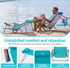 #WEJOY Folding Beach Chair for Adults, 4-Position Aluminum Lightweight Beach Chair, Low Sands Chairs with Shoulder Strap, Cup Holder and Padded Headrest, Supports 265lbs for Lawn