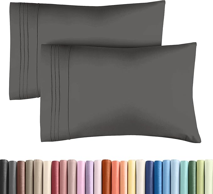 Queen Pillow Cases Set of 2 - Ultra Soft Hotel Quality Pillowcase Covers - Comfy Cozy Bedding for Women, Men, Kids and Teens - Machine Washable Pillow Protectors - 2 Pieces Set - Queen Size Charcoal