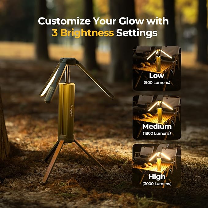 BougeRV Upgraded Telescopic Camping Light, 15600mAh RotatableElectric Lantern, Collapsible Outdoor Light, Cordless Flashlight, Waterproof, Tent Lamp for Camping, Emergency, Hiking, Outdoor