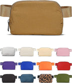 YOSHUYUKI Cross Body Fanny Packs for Women Men Fashion Waist Bag Pouch Nylon Small Travel Crossbody Bags Mini Purse Everywhere Belt Bag Bum Bag with Adjustable Strap for Workout Running Hiking Caramel