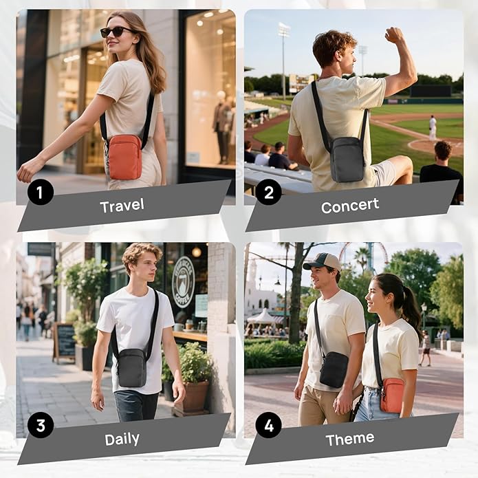 VADOO Sling Bag for Men Women, Anti Theft Crossbody Shoulder Bag with Zipper Lock, RFID Blocking & Waterproof for Travel