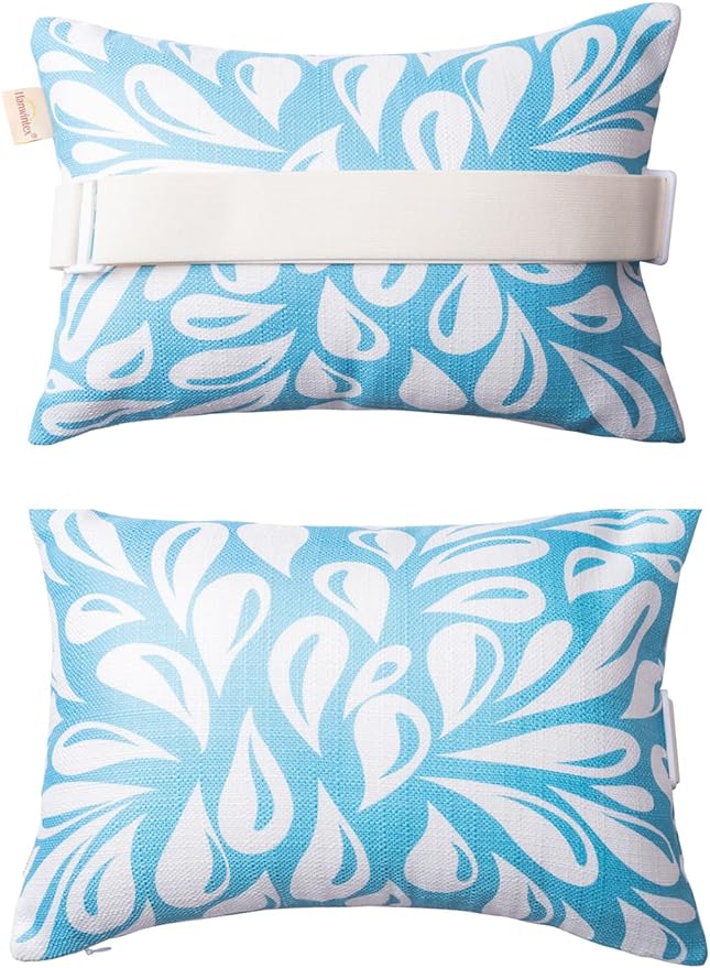 Adirondack Chair Head Resting Pillow&Cushion, Outdoor Waterproof Patio Decorative Pillows with Insert for Lounge Chaise Beach Chair Neck Support 2 Pack Size 11”*16” Lake Blue