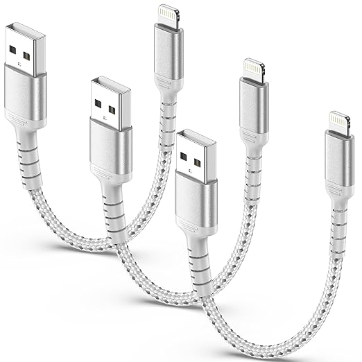 6 Inch iPhone Charging Cable, 3 Pack Braided Short iPhone Charger Cord [MFi Ceritified] Compatible with Apple iPhone 14 13 12 11 Pro Max/Mini XS XR X 8 7 Plus SE2 iPad, Short Lightning Cable