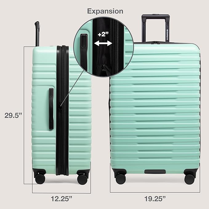 U.S. Traveler Boren Expandable Hardside Rugged Travel Luggage with 8 Spinner Wheels, Mint, Checked-Large 30-Inch