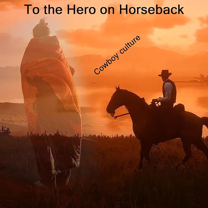 Camping Blanket, Puffy Waterproof Travel Blanket, Warm Cozy Picnic Blanket, for Outdoors, Travel, and Mountain.(West Cowboy, 78" x 56")