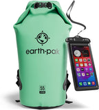 Earth Pak Waterproof Dry Bag - Roll Top Waterproof Backpack Sack Keeps Gear Dry for Kayak with Waterproof Phone Case