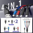 4Packs 5FT Dual Type-C 4 in 1 Multi Charging Cable with 2 USB-C/IP/Micro Port, USB Cable iPhone Charger Cord, Travel Cruise Essentials Car Accessories for iPhone17-8, Galaxy 25 Android iPad, More