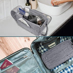 PAVILIA Toiletry Bag for Men, Travel Essentials Shaving Dopp Kit, Mens Travel Bag Toiletries Organizer Case for Grooming, PU Leather Water Resistant Cosmetic Bag Pouch (Heather Grey)