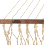 Hatteras Hammocks Deluxe Oatmeal Duracord Rope Hammock with Free Extension Chains & Tree Hooks, Handcrafted in The USA, 450 LB Weight Capacity, 13 ft. x 60 in