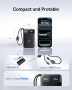 Baseus Picogo 0.5" Ultra Slim 10000mAh MagSafe Portable Charger Bundle 20000mAh Compact Portable Charger 45W, CCC Certified Power Bank Built-in USB-C Cables