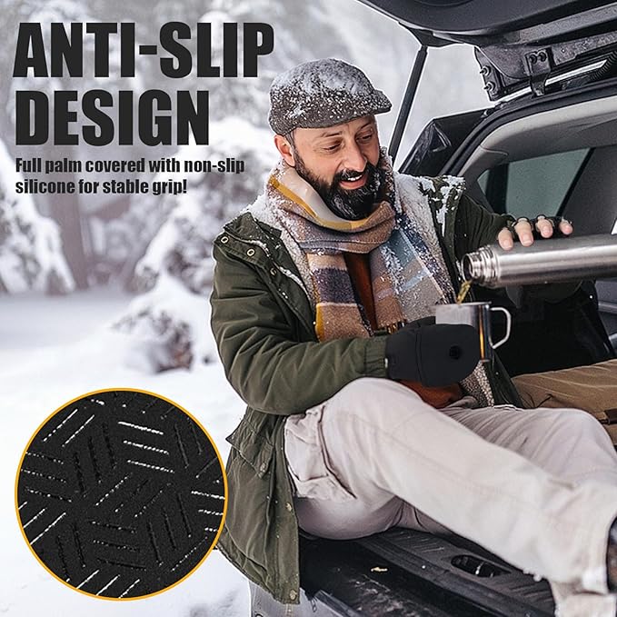 Pixel Panda Winter Gloves for Men Women Warm Touchscreen Gloves for Cold Weather Thin Water-Resistant Windproof Non-Slip Gloves for Cycling, Driving, Running, Hiking