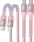 USBC Cables 6FT, 2Pack USB C to C Charger Cable, Long USBC Fast Charging Cable Nylon Braided USB C iPhone Charger Cord Compatible with iPhone 17 16/15/Pro Max/PlusSamsung Galaxy S23/LG and More-Pink