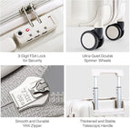 Hanke 20 Inch Carry On Luggage 22x14x9 Airline Approved Lightweight PC Hard Shell Suitcases with Wheels Travel Luggage Rolling Suitcase Travel Luggage Bag Christmas Gifts for Birthday(Ivory White)