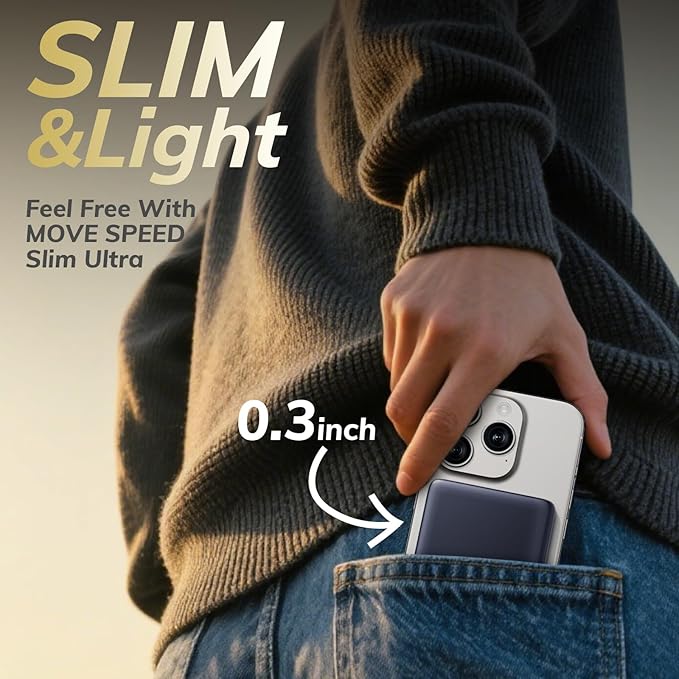 [0.3" Ultra Slim] [Alloy-Made] [Credit Card] Magsafe Portable Charger for iPhone, 2026 Upgrade 5000mAh Fast Charging Magnetic Power Bank, Wireless Battery Pack for iPhone 17 Air 16 15 Pro Max 14 13