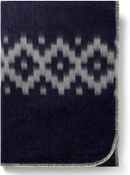 Thick Alpaca Wool Blanket Heavyweight Camping Outdoors Indoors Soft Peru Queen Size Ethnic Design (Navy Blue - Soft Gray, Queen Size)