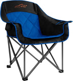 FAIR WIND Oversized Padded Camping Chair Heavy Duty Quad Fold Arm Chair Portable for Outdoor - Support 450LBS, Blue