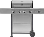 Kenmore 4-Burner Gas Grill with Side Burner, Outdoor BBQ Grill, Propane Gas Grill, Cast Iron Cooking Grates, Electronic Ignition, Warming Rack, Open Cart Design, 53000 BTUs, Stainless Steel