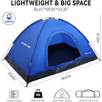 1/2/3/4 Person Tents Waterproof&Windproof Family Tents Camping-Tent,Lightweight Portable Pop Up Tent for Camping,Hiking,Mountaineering or Beach Easy to Set Up Adventures Carry Bag