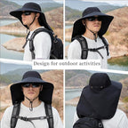 Sun Hat for Men Women with Neck Flap,UPF 50+ UV Protective Hiking Fishing Hats,Wide Brim Sun Hat for Women&Men