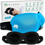 Nidra Contoured Sleep Mask for Side Sleepers – Zero Pressure Fit, Light Blocking Eye Shade for Sleeping & Travel – Blue, Small Size